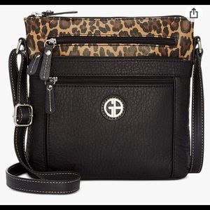 Giani Bernini Colorblock Pebble Crossbody, Black/Leopard